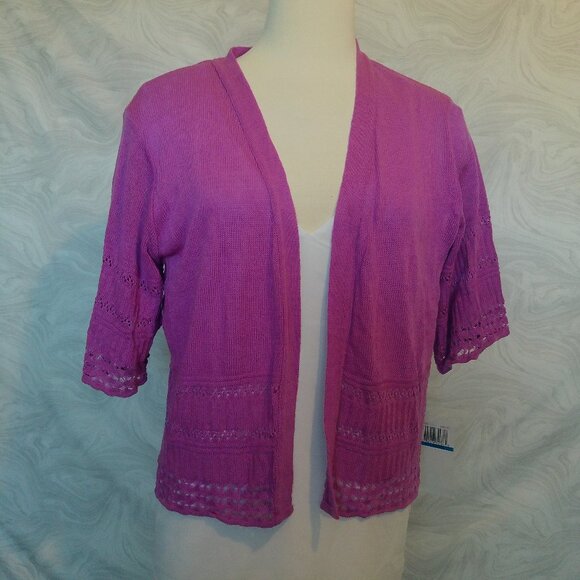 Women's Short Sleeve Open-Knit Cardigan Size XL (139) - Picture 1 of 11